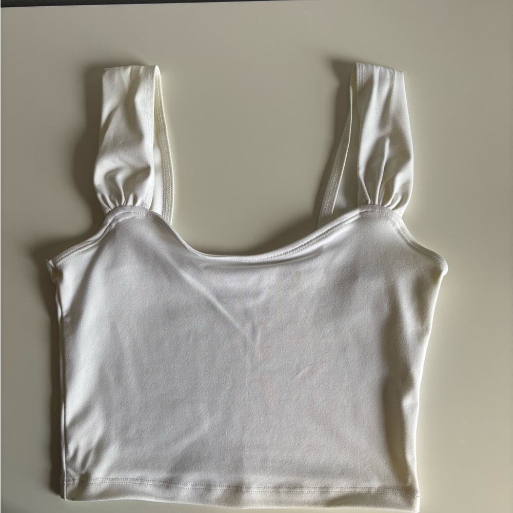 Abercrombie & Fitch Cream Square Neck Crop Tank